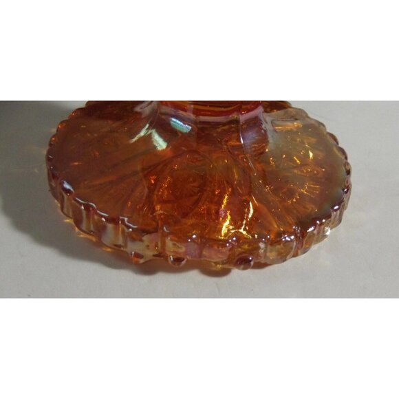 Imperial Glass Ohio Vase Footed Amber Carnival 6-1/4" Daisy and Button gold - Picture 11 of 12